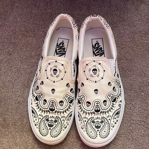 Vans cream skull slip ons